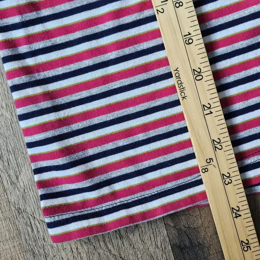 Vtg Basic Editions Women's Red Striped Short Sleeves Pullover T Shirt Size Small